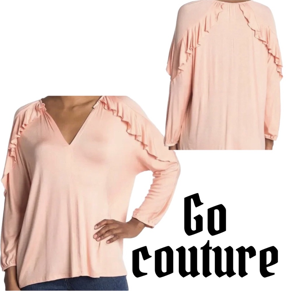 🆕 Go Couture peach ruffle top, super supple soft! (86)